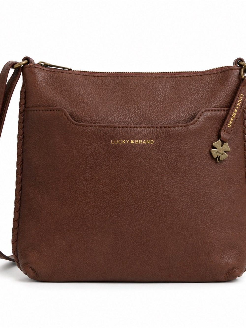 Lucky Brand Leather Crossbody Purse Brown Boho Minimalist Everyday Bag